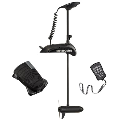 MotorGuide Xi5 Wireless Freshwater 80 pound trolling motor with 60 inch shaft, foot pedal, and Pinpoint GPS remote