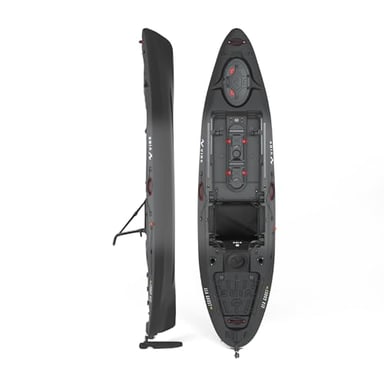 Vibe Kayaks Sea Ghost 110 11 Foot Angler Sit On Top Fishing Kayak with Adjustable Hero Comfort Seat & Transducer Port + Rod Holders + Storage + Rudder System Included (Raven)