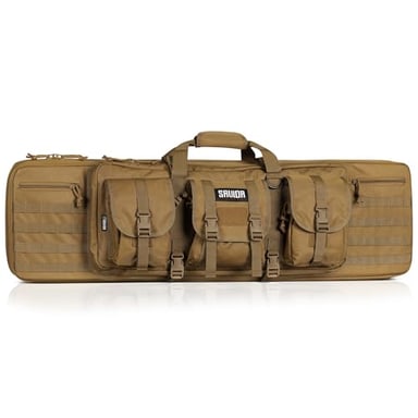 Savior Equipment American Classic Tactical Double Long Gun Bag Pistol Transportation Case w/Backpack Strap, 46 Inch Flat Dark Earth Tan