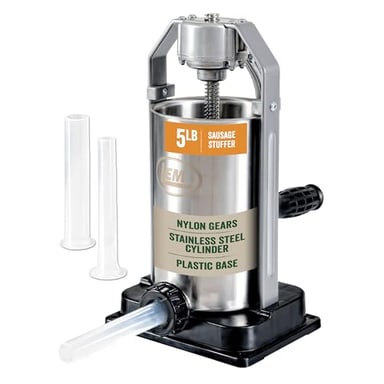 LEM Products 5 lb Sausage Stuffer, For Beginners & First-Time Sausage Making, Includes Stuffing Tubes, Removable Cylinder for Easy Cleaning, Air-Release Piston, Meat Stuffer Machine
