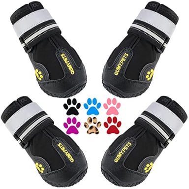 QUMY Dog Shoes for Hot Pavement, Dog Snow Boots & Paw Protectors for Winter