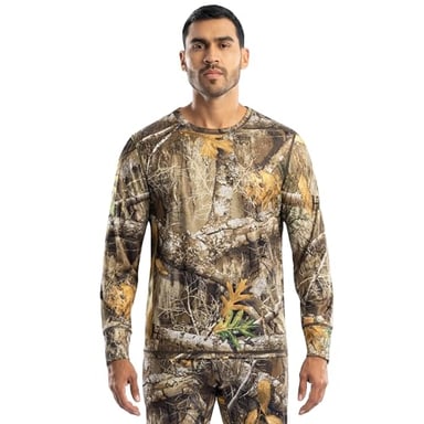 Realtree Men's Polyester Performance Baselayer Long Sleeve Thermal Underwear Top, Realtree Edge Camo, Medium