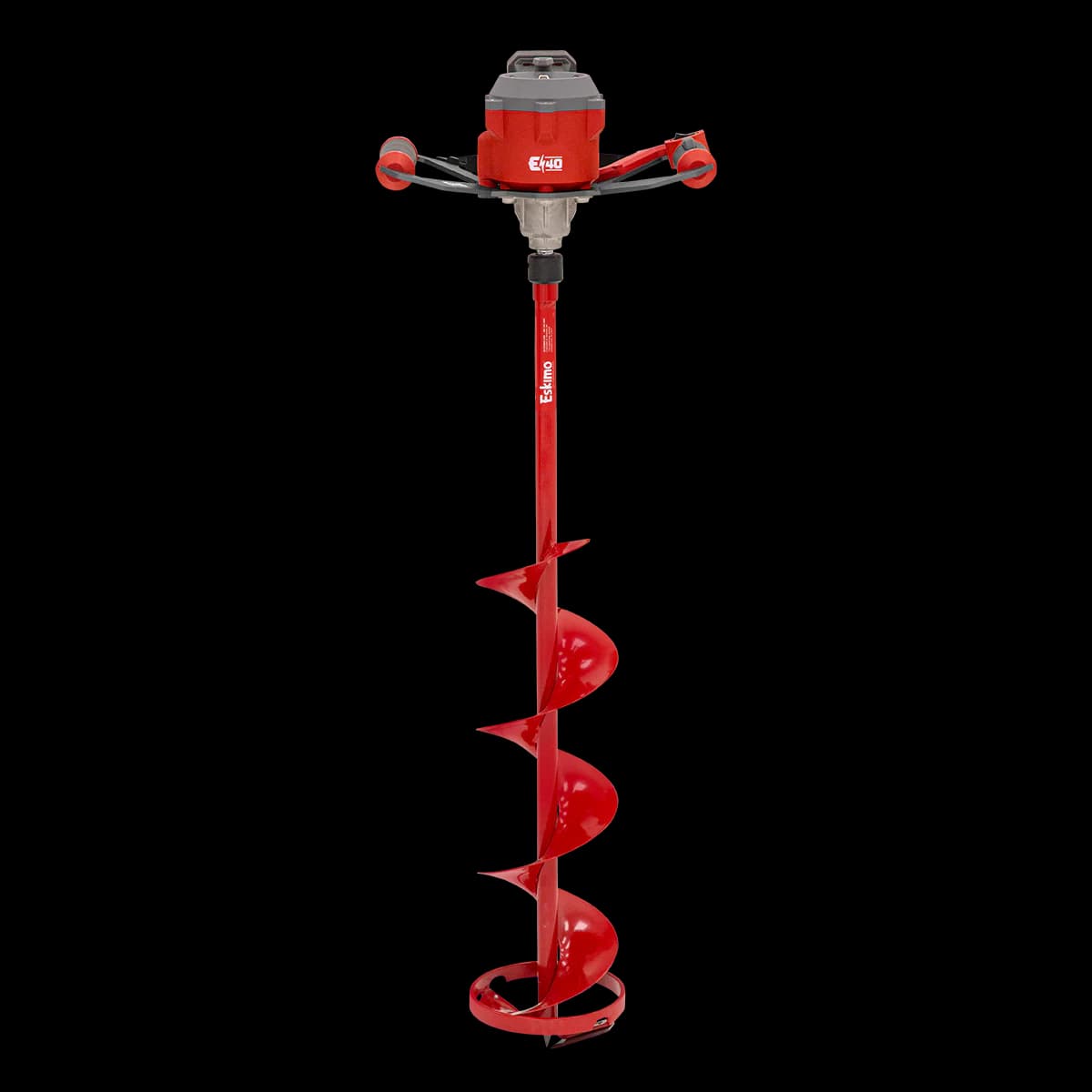 Eskimo 8-inch E40 Steel 40V electric ice auger in red and black