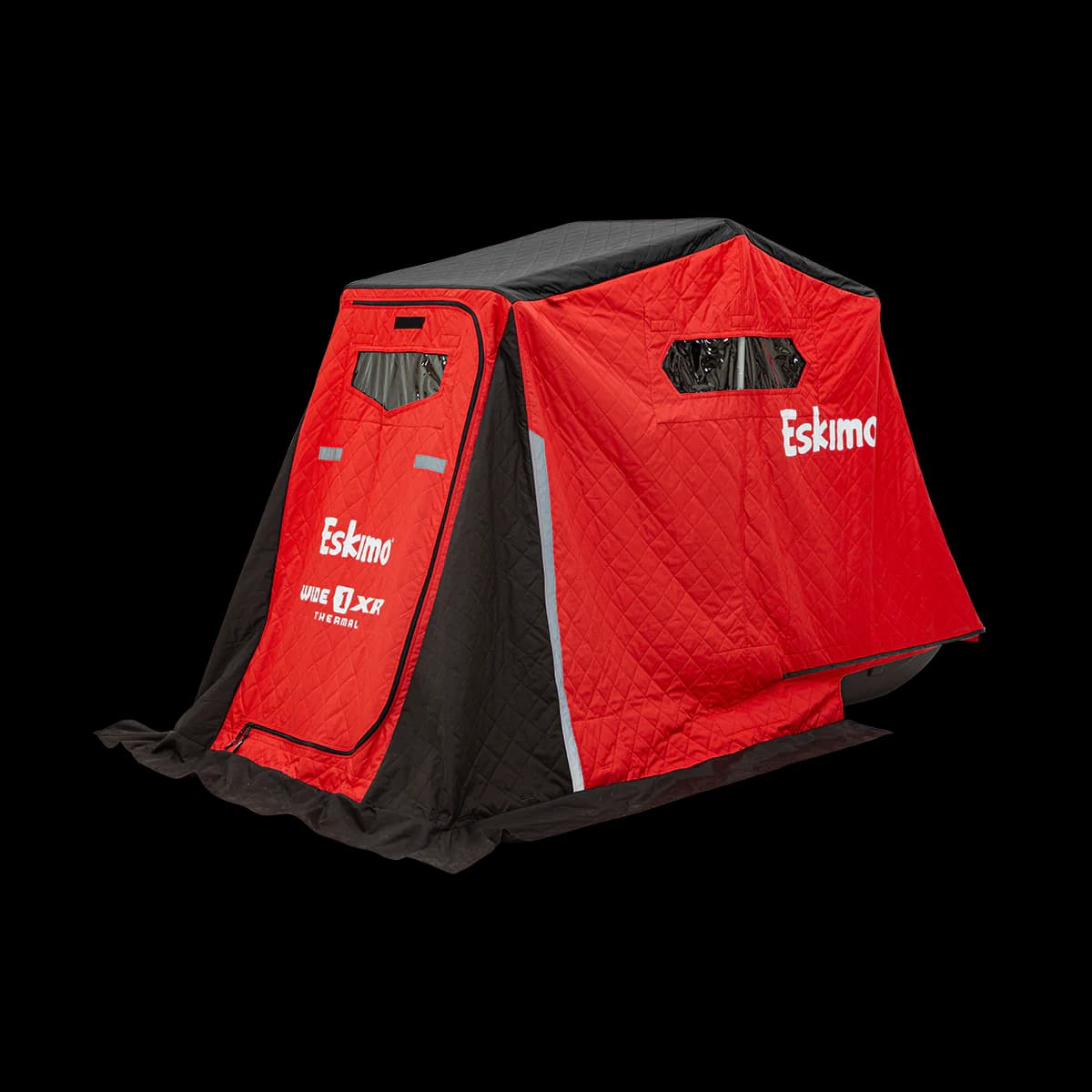 Eskimo Wide 1 XR Thermal one-person flip-over ice shelter in red and black