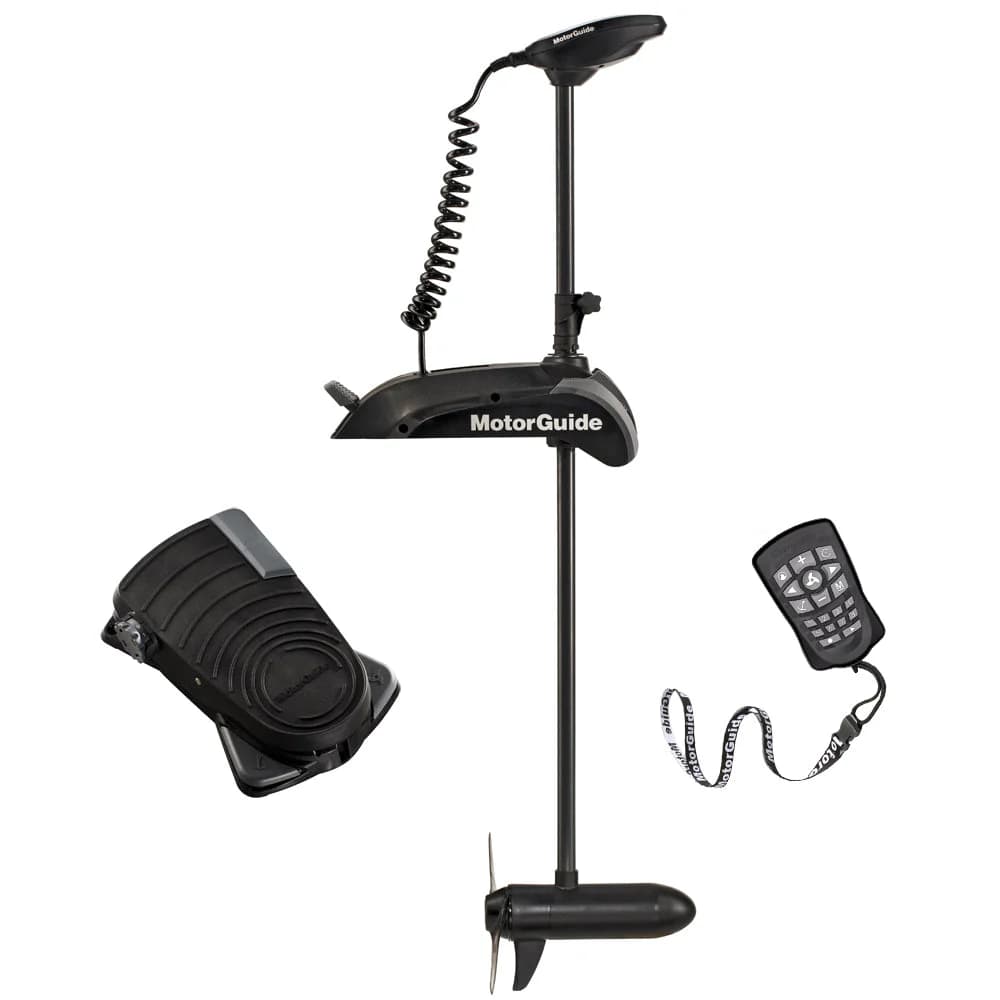 MotorGuide Xi5 Wireless Freshwater 80 pound trolling motor with 60 inch shaft, foot pedal, and Pinpoint GPS remote