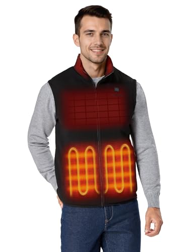 ORORO Men’s Heated Fleece Vest, Lightweight 4-Zone Heating Layer Vest (Black, XL)