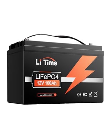 Litime 12V 100Ah Lithium Battery, Group 31 LiFePO4 Battery with 100A BMS, Up to 15000+ Deep Cycles for RV, Travel Trailers, Solar, Off-Grid and Home Backup