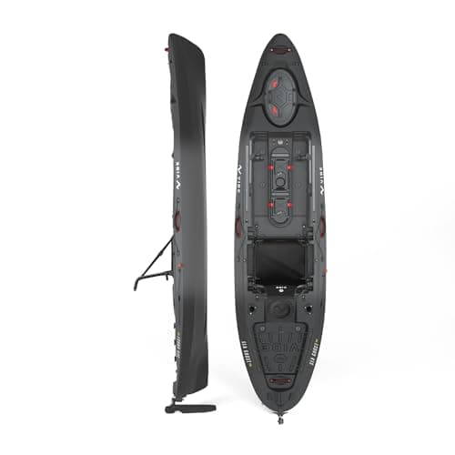 Vibe Kayaks Sea Ghost 110 11 Foot Angler Sit On Top Fishing Kayak with Adjustable Hero Comfort Seat & Transducer Port + Rod Holders + Storage + Rudder System Included (Raven)