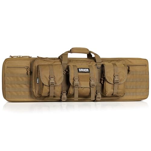 Savior Equipment American Classic Tactical Double Long Gun Bag Pistol Transportation Case w/Backpack Strap, 46 Inch Flat Dark Earth Tan