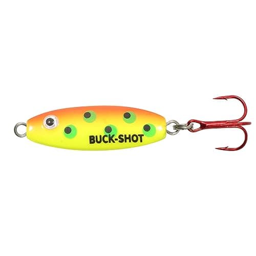 Northland Fishing Tackle Buck-Shot Ice Fishing Rattle Spoon, Assorted Sizes & Colors for Walleye, Perch, Panfish, & Trout