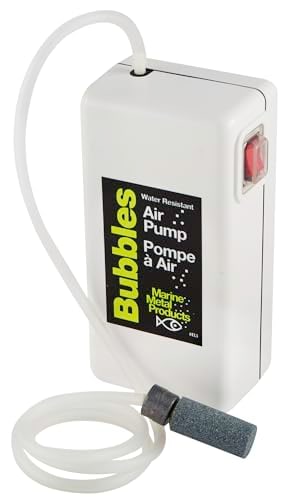 Marine Metal B-3 Bubbles Live Bait Aerator, Water Resistant Air Pump, Portable & Battery Powered