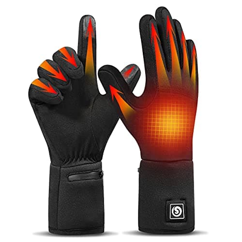 SAVIOR HEAT Heated Gloves, Battery Electric Heated Glove Liners for Men Women Ultra-Thin Hand Warmers Rechargeable Touchscreen Winter Gloves for Outdoor Sports, Black