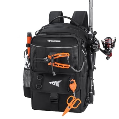 KastKing BaitSpace Fishing Tackle Backpack with Removable Bait Binder,2 Rod Holders Storage Fishing Gear and Equipment