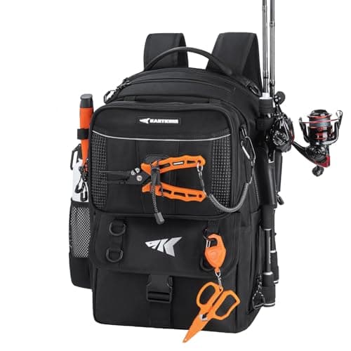 KastKing BaitSpace Fishing Tackle Backpack with Removable Bait Binder,2 Rod Holders Storage Fishing Gear and Equipment