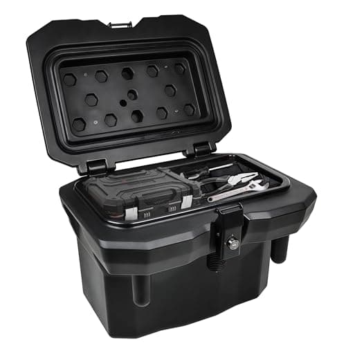 RERPRO UTV Bed Storage Box Compatible with 2016-2026 Polaris Ranger 1000/XP 900 570 500 General 1000 Accessories Cargo Boxes Rear Trunk Organizer, UTVs Tool Box, Waterproof, With Lock, 21L/5.5GAL