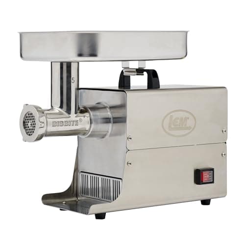 LEM Products BigBite #5 Meat Grinder, 0.35 HP Stainless Steel Electric Meat Grinder for Home Use, Compact Food Processor for Grinding, Sausage Stuffing, Cooking