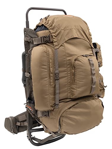 ALPS OutdoorZ Commander + Pack Bag – 5,250 in³ Hunting Backpack with Freighter Frame, Rifle Holder, Spotting Scope Pocket, Ripstop Fabric, Adjustable Coyote Brown Pack