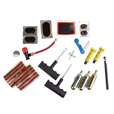 Tusk Tire Repair Trail Kit – Complete Motorcycle & ATV Flat Tire Repair Set with CO₂ Inflator, Cartridges, Plugs, Patches & Gauge in Durable Nylon Case