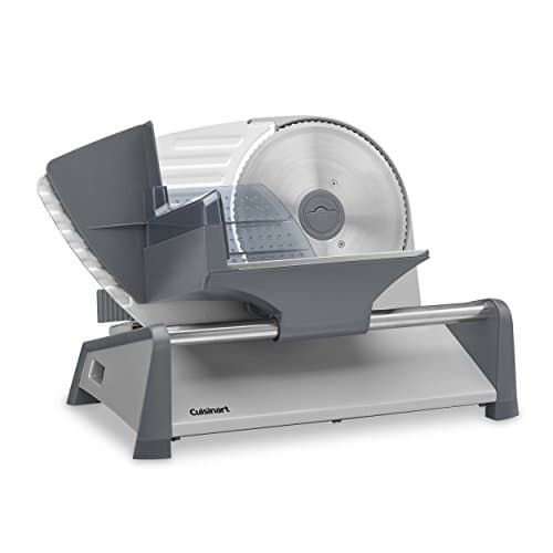 Cuisinart Kitchen Pro Food Slicer, Meat Slicer with Slice Control Knob Adjusts from 1/32" to 1/2" to Slice Bread, Roasts, and Firm Cheeses, Removable 7.5" Stainless Steel Cutting Blade, FS-75, Gray