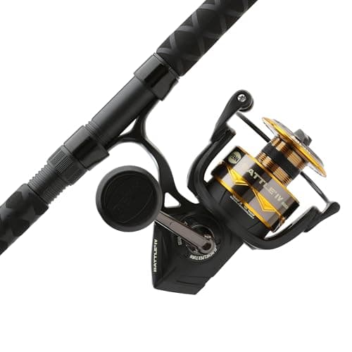 Penn 9' Battle IV Spinning Fishing Rod and Reel Combo Kit, 6000 Reel, CNC Gear Technology, Full Metal Body and Sideplate, HT-100 Drag System