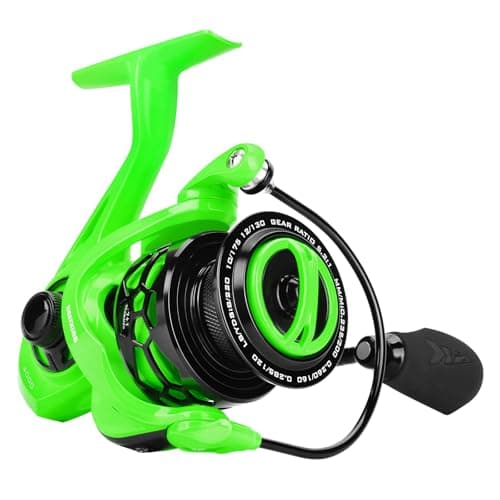 KastKing Zephyr Spinning Reels – 7+1/6+1 BB – Carbon Fiber Drag – Stainless Steel Shaft – Aluminum & CNC Spool – Black/Green/Orange – Sizes 500/1000 SFS – ICE Fishing Ready Reels!