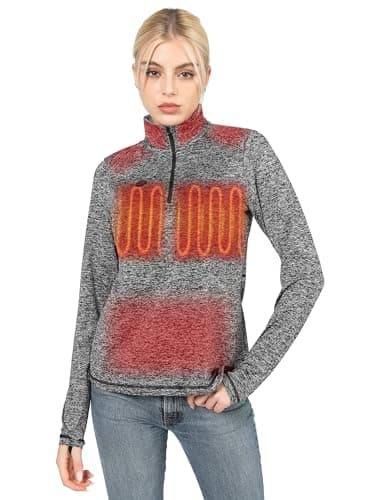 Venture Heat Women's Heated Shirt with Battery Included - High Powered Self Warming Thermal Layer, Stretch Mid Layer (XL, Charcoal)