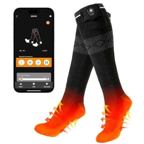SNOW DEER Hunting Heated Socks with App Control for Men Women, Rechargeable Electric Heating Warm Sock for Motorcycle Hunting Ski Hiking Cold Winter Work