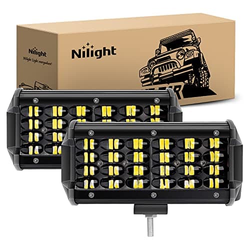 Nilight Led Pods 2Pcs 6.5 Inch 72W 7000LM Quad Row Light Bar Flood Spot Combo Driving Lamp Off Road LED Work Lights for Van Camper Wagon Car Pickup Golf Cart ATV UTV SUV Truck Boat 4x4