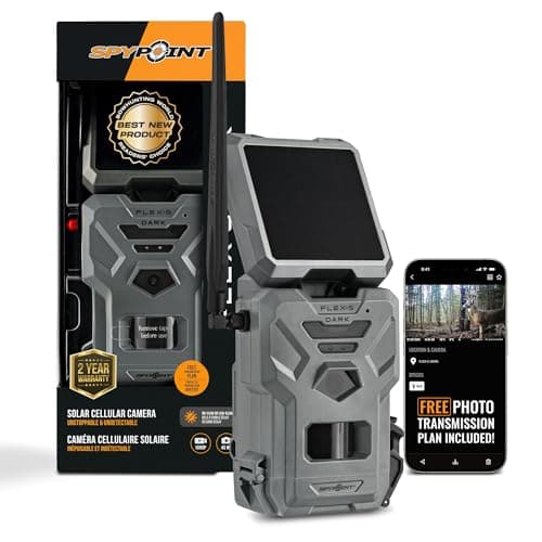 SPYPOINT Flex-S-Dark Solar Cellular Trail Camera – Built-in Solar Panel, 40MP Photos, 1080p Videos + Sound, No-Glow Game Camera, Night Vision, Motion Activated Trail Cam