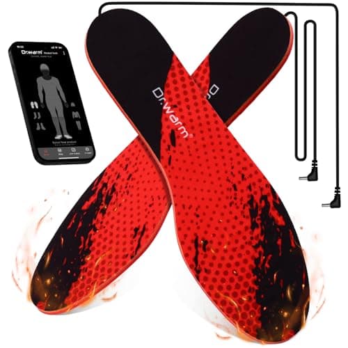Dr.warm Rechargeable Heated Insoles, APP Remote Control Thermal Electric Insoles Battery Powered Foot Warmers for Men Women Outdoor Hunting Fishing Camping