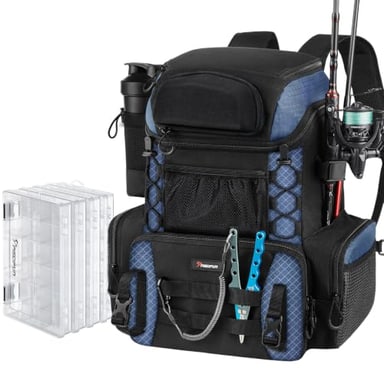 Piscifun Fishing Tackle Backpack, 42L Rod & Box Carrier, Waterproof