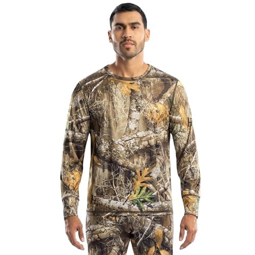 Realtree Men's Polyester Performance Baselayer Long Sleeve Thermal Underwear Top, Realtree Edge Camo, Medium